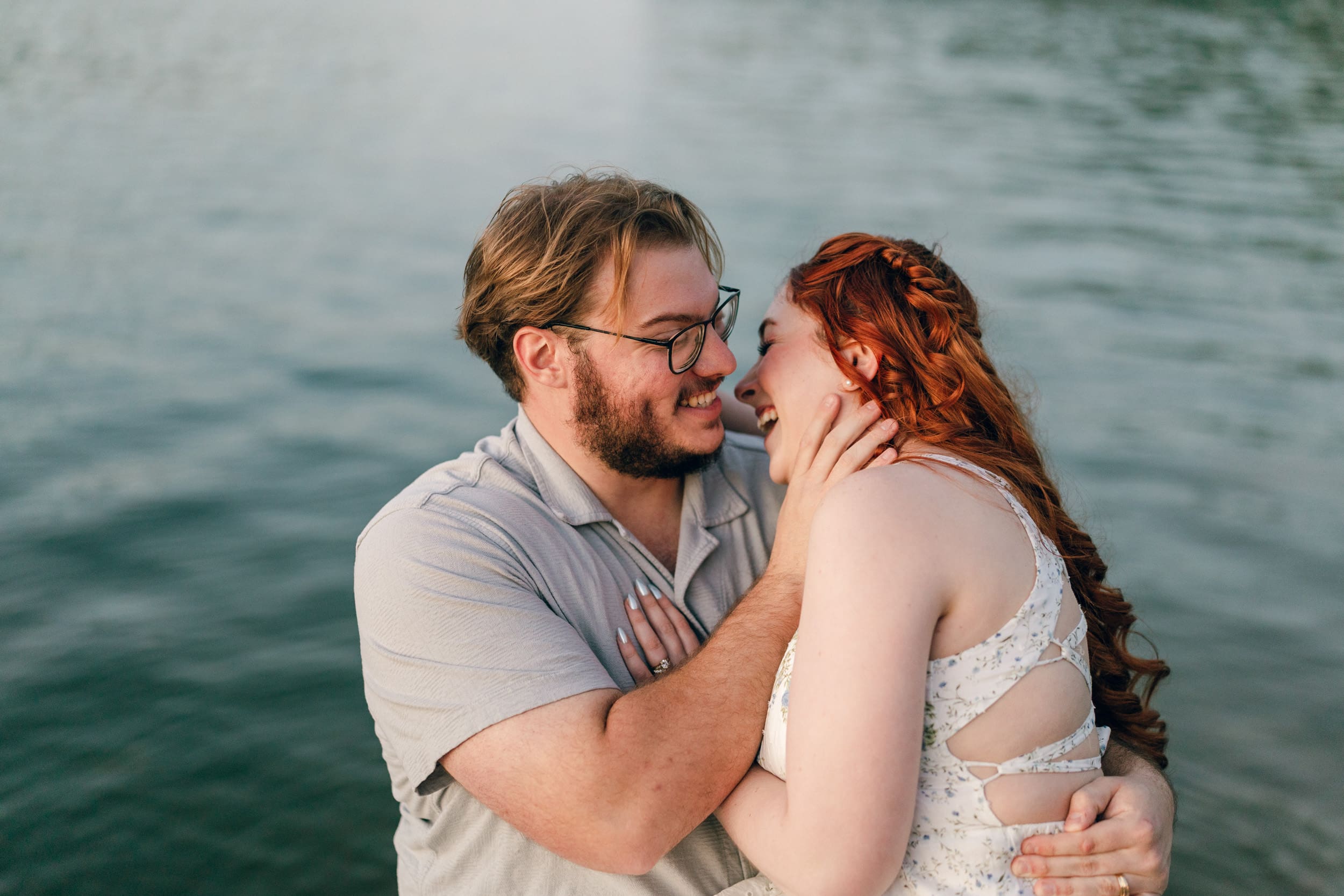 Golden hour couples session at Watauga Lake in East Tennessee